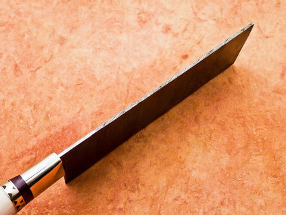 12" Professional Chef Chopper Knife Cleaver Damascus Blade with Camel Bone Handle