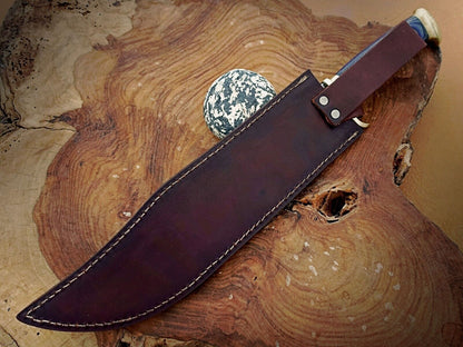 Handmade 18" D2 Steel Crocodile Dundee Bowie Knife – High Polish Survival Hunting Blade