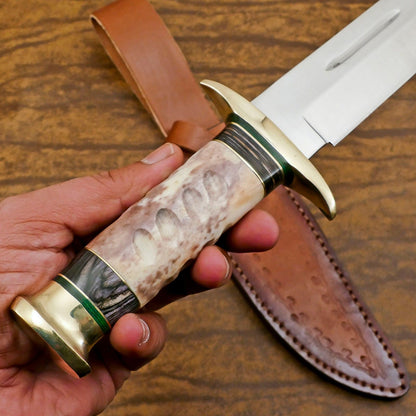 Custom Handmade 12 Inch D2 Steel Blade Hunting Bowie Camping Knife – Full Tang Survival Knife