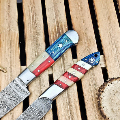 Lot of 2 Handmade Damascus Steel Chef Knives – Premium Kitchen