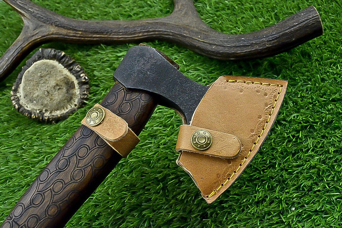 Elite Hand-Forged Viking Tomahawk Axe with Rosewood Handle and Leather Sheath