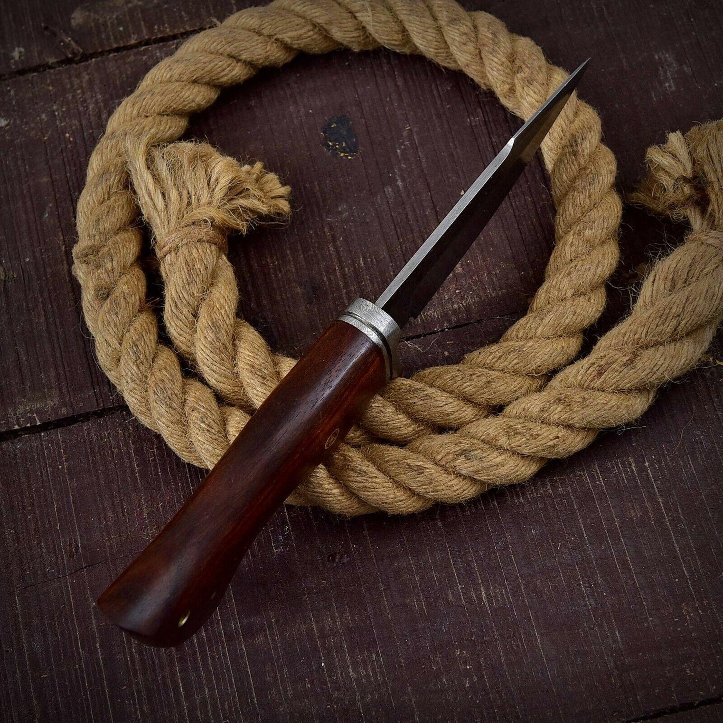 Handmade Damascus Hunting Bowie Knife | Exotic Wood Custom Handle | 512 Layer Steel
