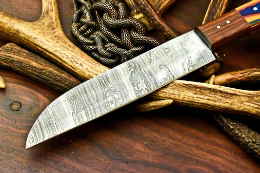 Handmade Damascus Steel Chef Kitchen Knife – 12" Full Tang with Hardwood Handle