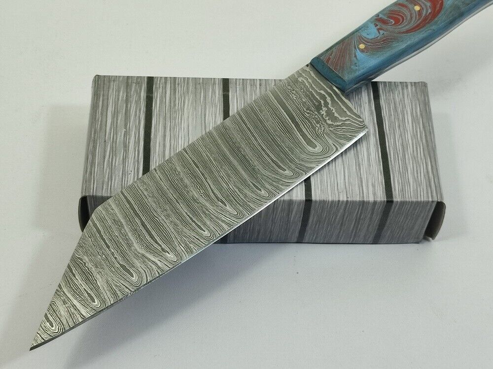 12" Handmade Fixed Damascus Blade Resin Kitchen Chef Knife Full Tang with Sheath