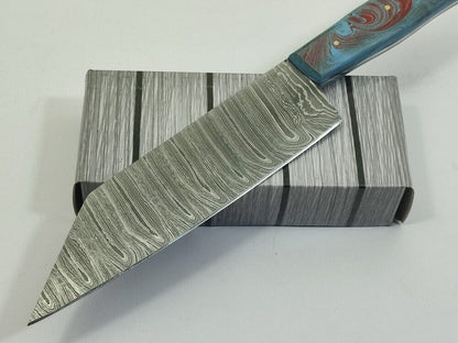 12" Handmade Fixed Damascus Blade Resin Kitchen Chef Knife Full Tang with Sheath