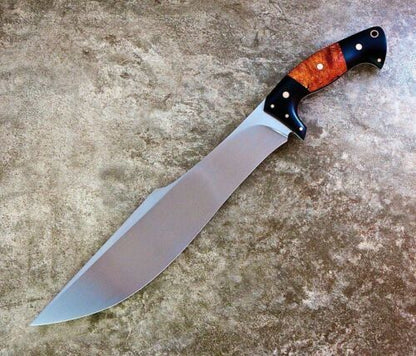 Handmade D2 Steel Bowie Knife | Full Tang Hunting Knife with Bone Handle & Leather Sheath