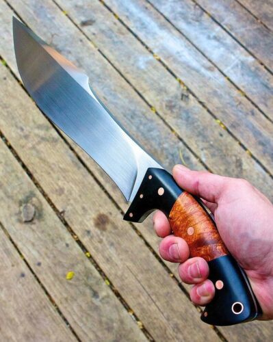 Handmade D2 Steel Bowie Knife | Full Tang Hunting Knife with Bone Handle & Leather Sheath