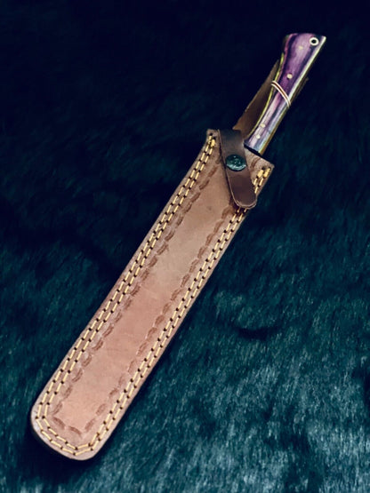 15" Twist Damascus Steel Bowie Knife – Camel Bone & Wood Handle