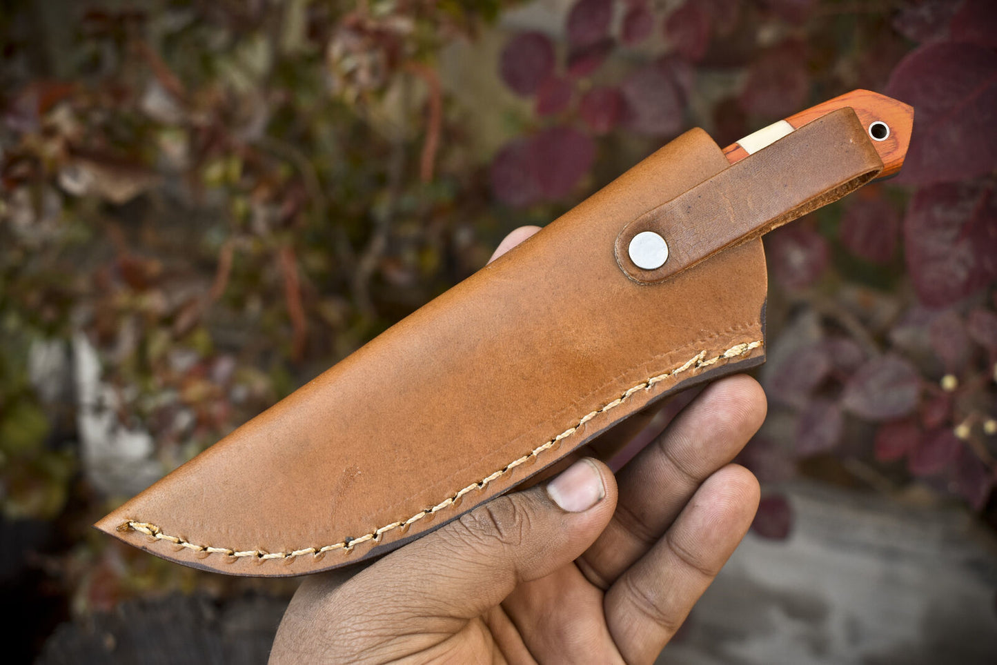 8.0" Twist Damascus Skinner Knife Bone Wood Handle Micarta Bolster Fishing Blade