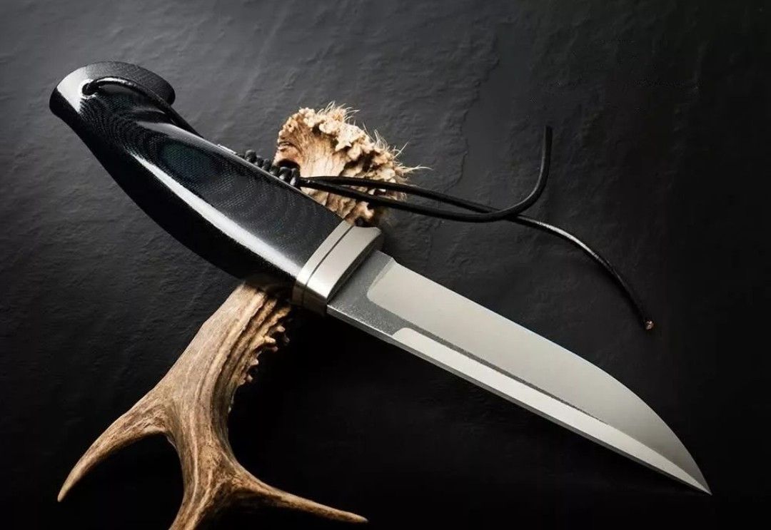 Custom Handmade D2 Steel Hunting Knife with Steel Guard & Sheet Handle