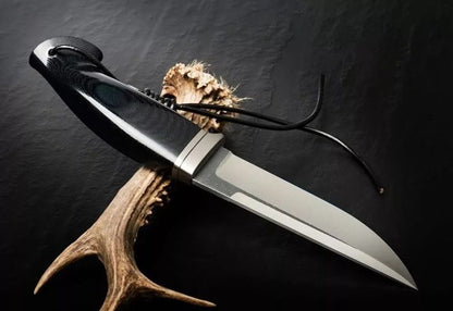 Custom Handmade D2 Steel Hunting Knife with Steel Guard & Sheet Handle
