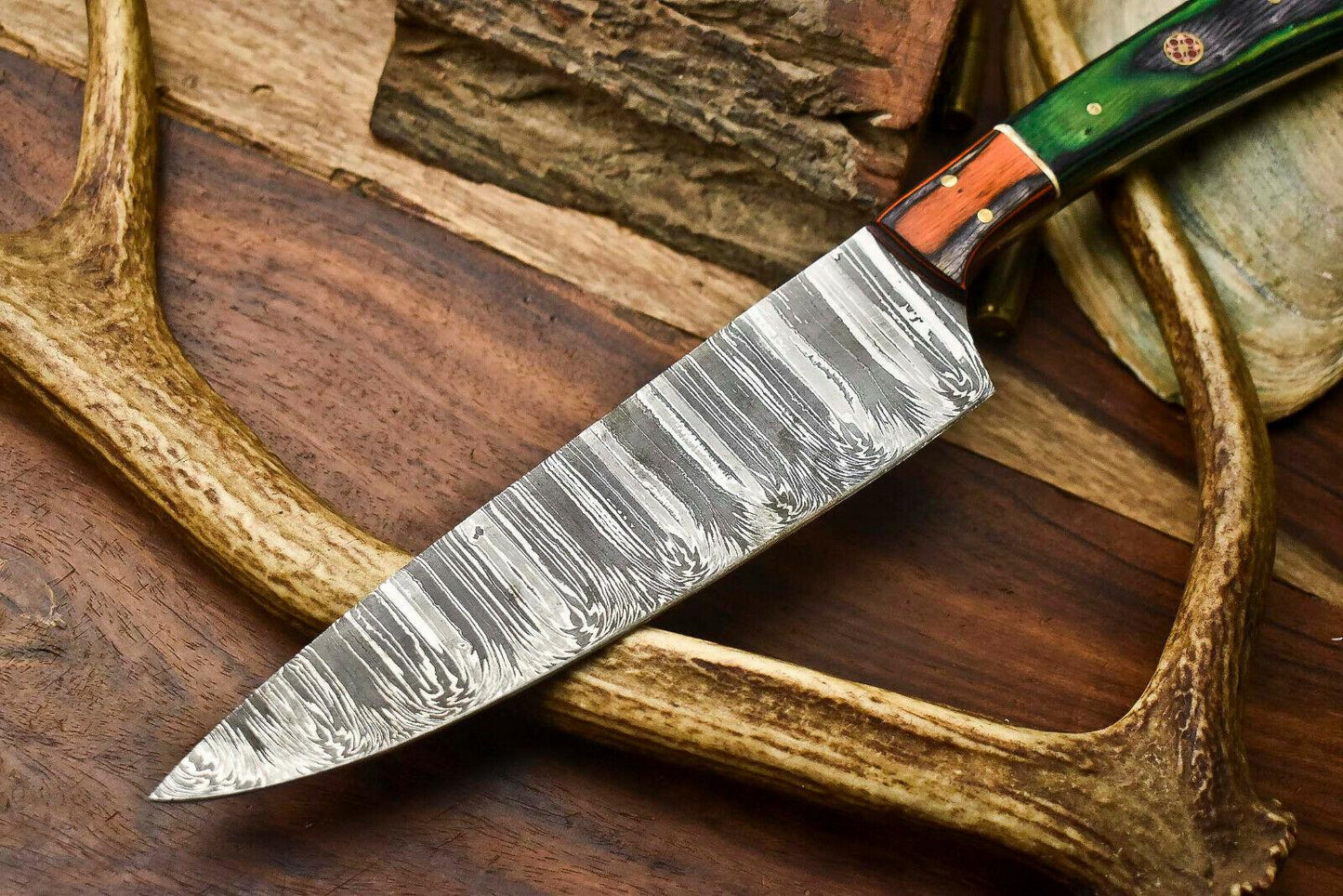 Hand Made Damascus Steel Blade Chef Knife | Hard Wood Handle