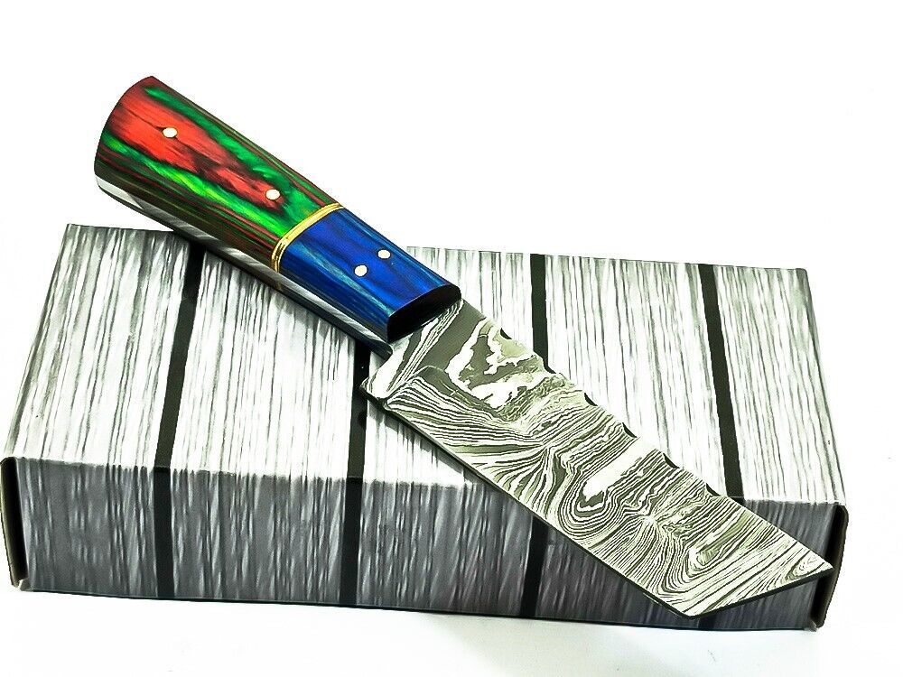 Handmade Damascus Steel Bull Cutter Knife 7" Full Tang Hunting knife with Wood Handle