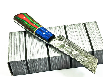 Handmade Damascus Steel Bull Cutter Knife 7" Full Tang Hunting knife with Wood Handle