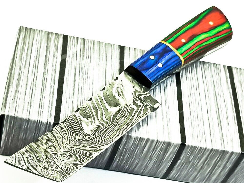 Handmade Damascus Steel Bull Cutter Knife 7" Full Tang Hunting knife with Wood Handle