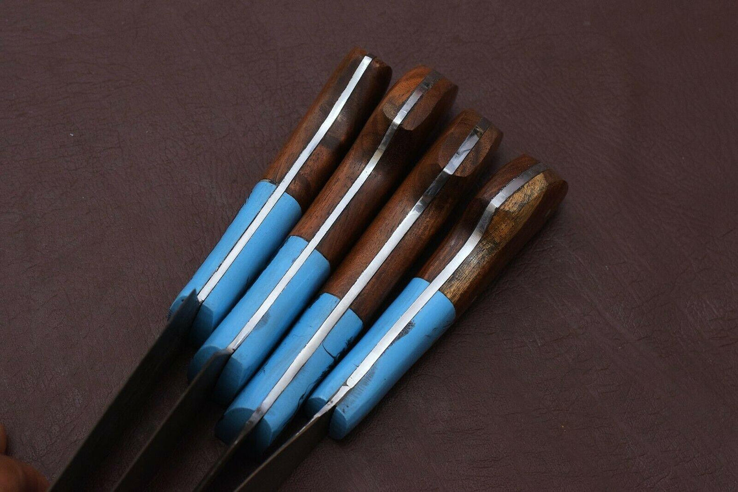 Handmade Damascus Steel Kitchen Chef Knives Set with Rosewood Handle