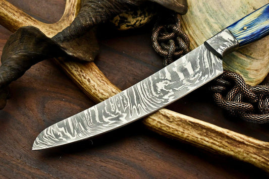 Handmade Damascus Steel Chef Kitchen Knife | 13" Full Tang with Hardwood Handle