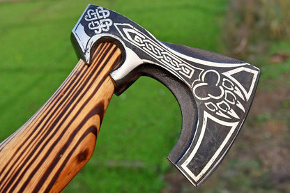 Hand Forged 1095 High Carbon Steel Viking Axe – Tomahawk, Hatchet & Combat Axe