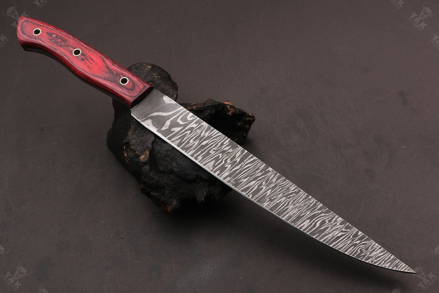14" Handmade Damascus Steel Fillet Knife Damascus Fillet Knife Best Fillet Knife With Leather Sheath
