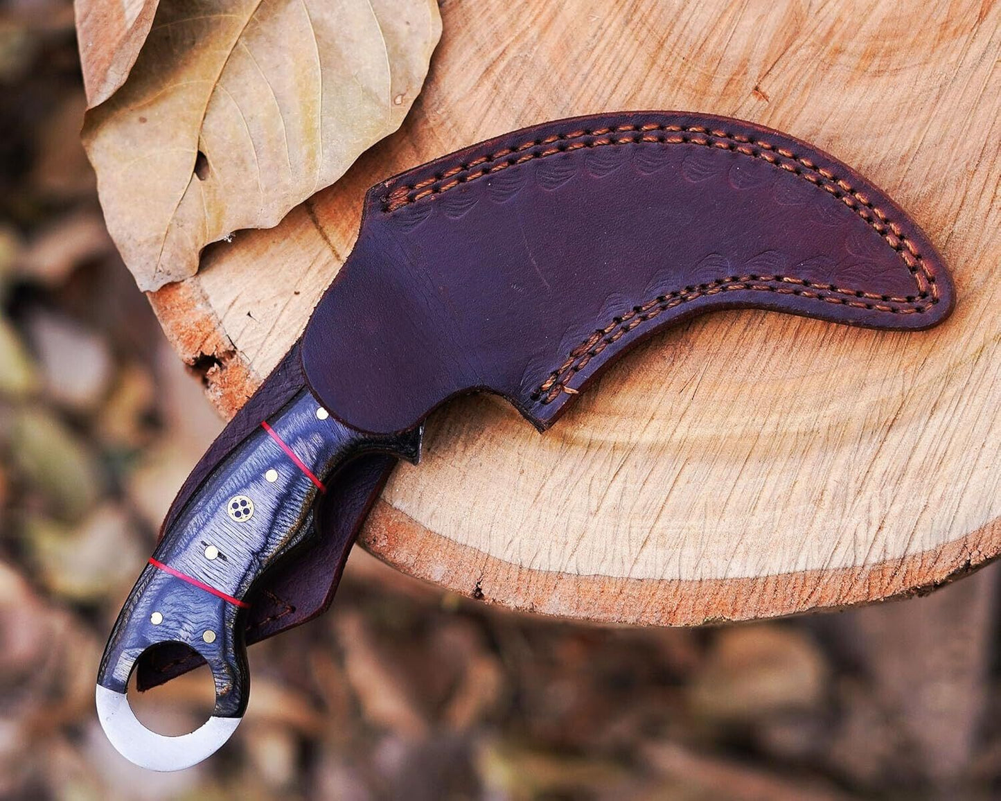 8.5" Karambit Knife Handmade Damascus Steel Karambit Knife with Wood Handle and Sheath