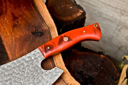 12" Handmade Damascus Steel Full Tang Chef Chopper Knife – 384 Layers, Oil Tempered, Razor Sharp