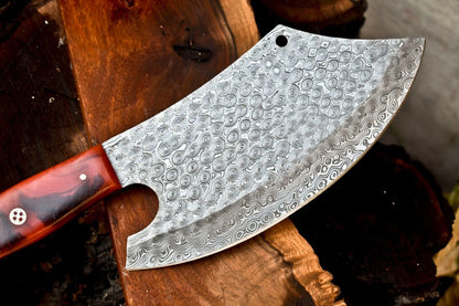 12" Handmade Damascus Steel Full Tang Chef Chopper Knife – 384 Layers, Oil Tempered, Razor Sharp