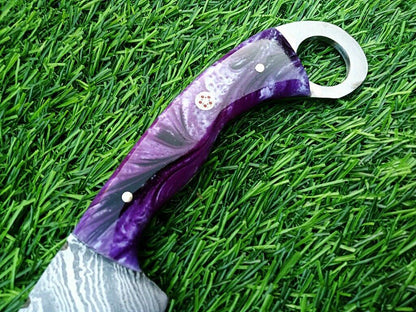 Hand Forge Best Damascus Steel Bull Cutter Knife Custom Cowboy Bull Knife with Resin Handle