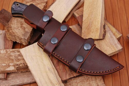 Predator Damascus Steel Tactical Hunting Tracker Survival Knife – Handmade Fixed Blade with Leather Sheath