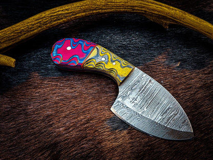 Custom Handmade D2 Steel Skinner Knife with Wood Handle and Leather Sheath