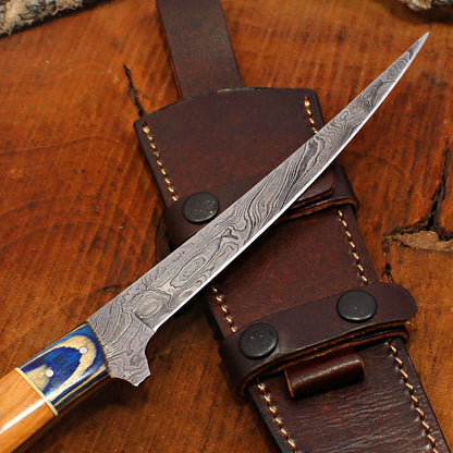 12" Custom Handmade Damascus Fillet Knife Chef Brisket Kitchen Hunting Knife