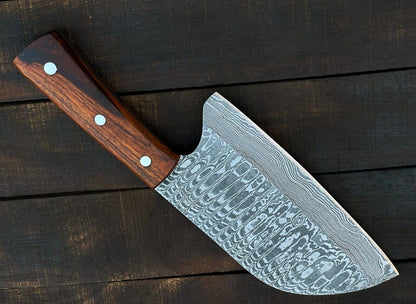 Custom Handmade Damascus Steel Meat Cleaver Chef Knife – Full Tang Kitchen Essential