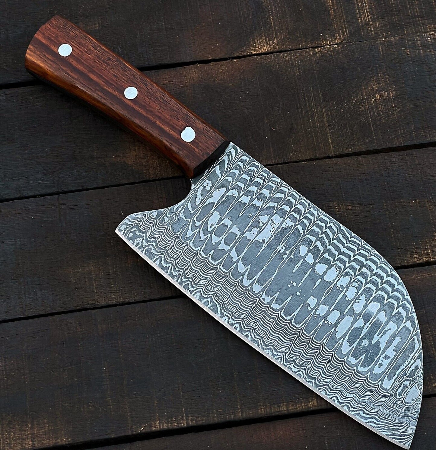Custom Handmade Damascus Steel Meat Cleaver Chef Knife – Full Tang Kitchen Essential