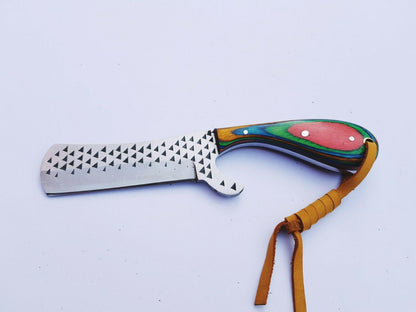 Handmade Bull Cutter Knife and Sheath With Sheet Handle 7'' Knife Gift for Him Custom Bull Cutter Knife