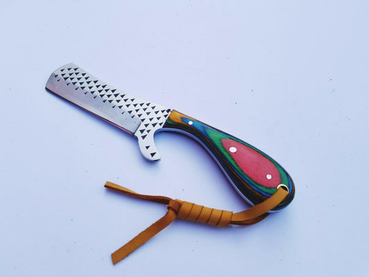 Handmade Bull Cutter Knife and Sheath With Sheet Handle 7'' Knife Gift for Him Custom Bull Cutter Knife