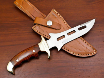Handmade D2 Steel Bowie Knife with Pakka Wood Handle – 12-Inch Hunting & Camping Blade