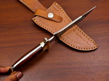 Handmade D2 Steel Bowie Knife with Pakka Wood Handle – 12-Inch Hunting & Camping Blade