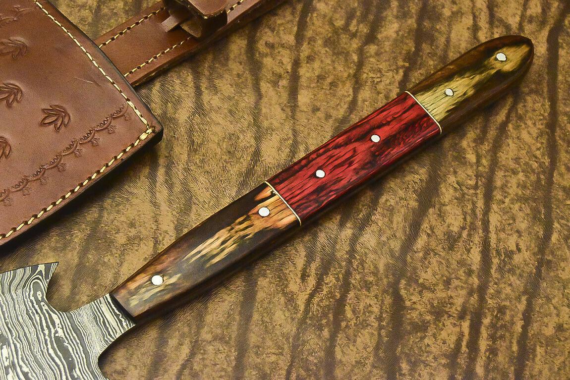 Custom Handmade Damascus Steel Axe | Full Tang Tomahawk Hatchet Knife | Hardwood Handle