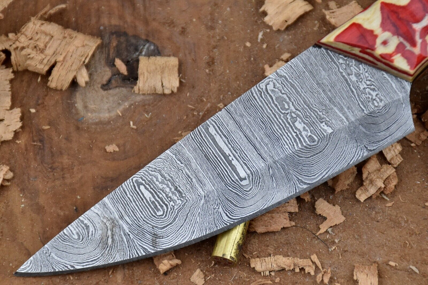 Custom Handmade Forged Damascus Steel Kitchen Chef Knife – Yellow & Pink Dollar Handle
