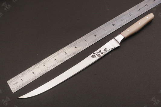 14" D2 Steel Fillet Hunting and Camping Knife Best Fillet Knife Fish Fillet Knife W/Sheath