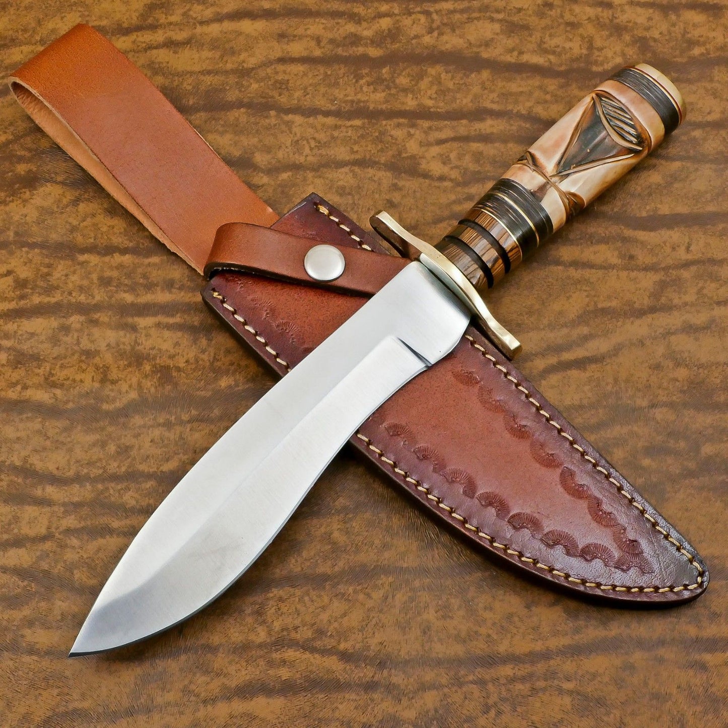 Elite Custom Handmade D2 Steel Bowie Knife – 12-Inch Hunting & Camping Blade