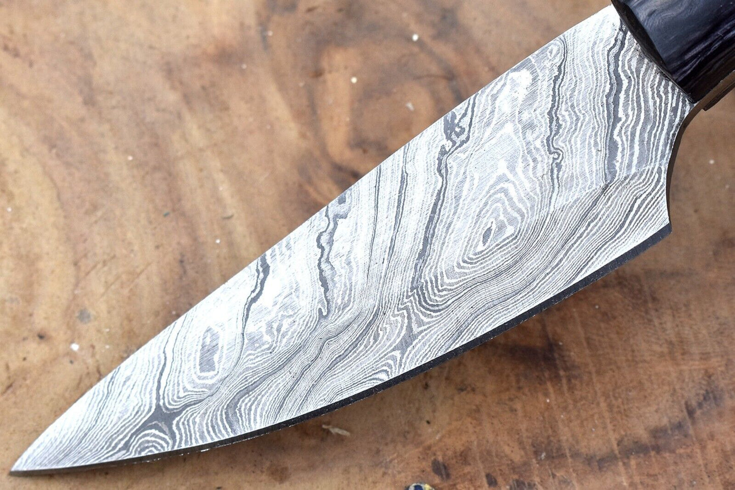 Custom Handmade Damascus Steel Chef Knife – 9" Kitchen Knife with 4.5" Blade & Black Dollar Sheet Handle