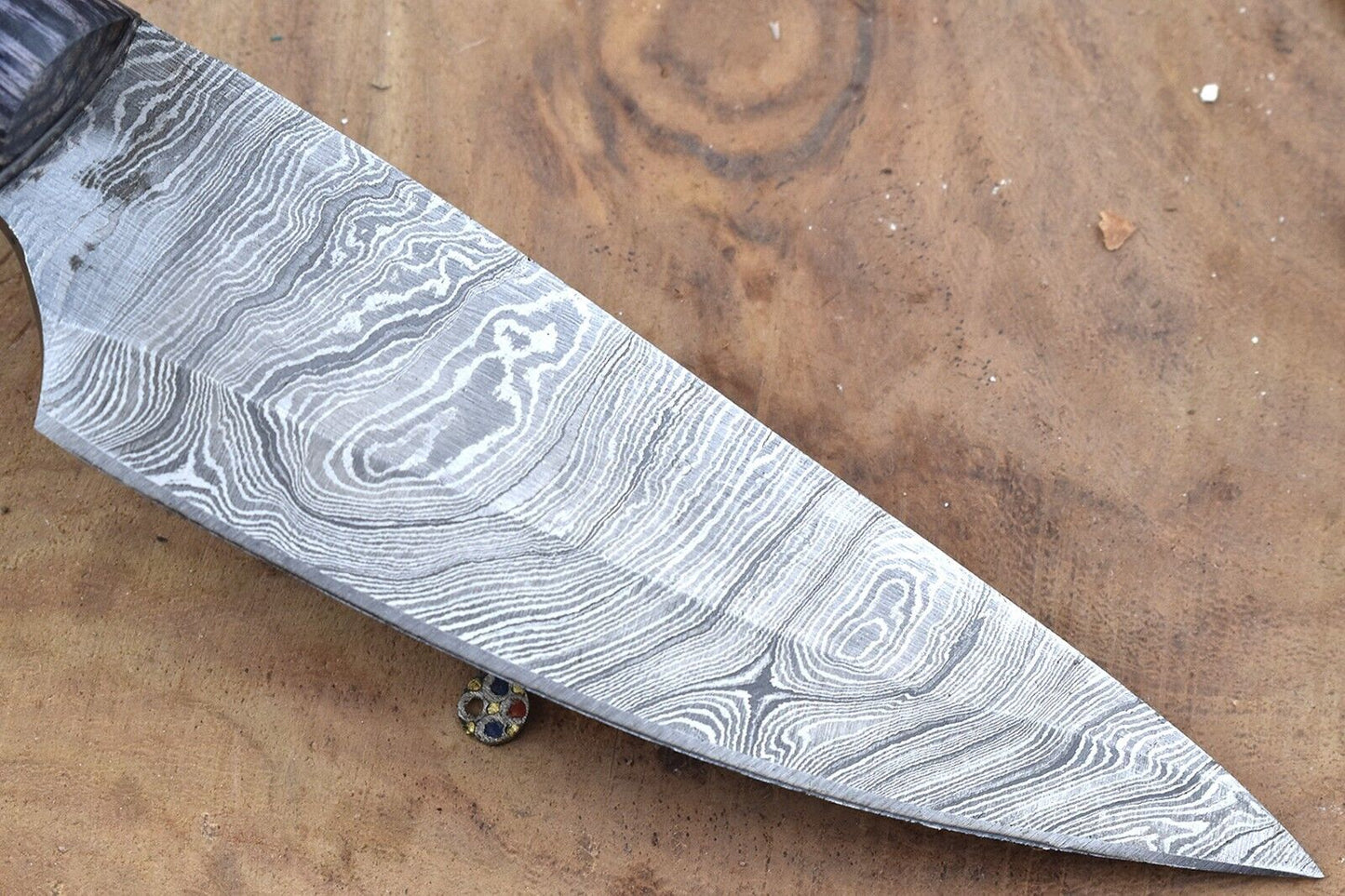 Custom Handmade Damascus Steel Chef Knife – 9" Kitchen Knife with 4.5" Blade & Black Dollar Sheet Handle