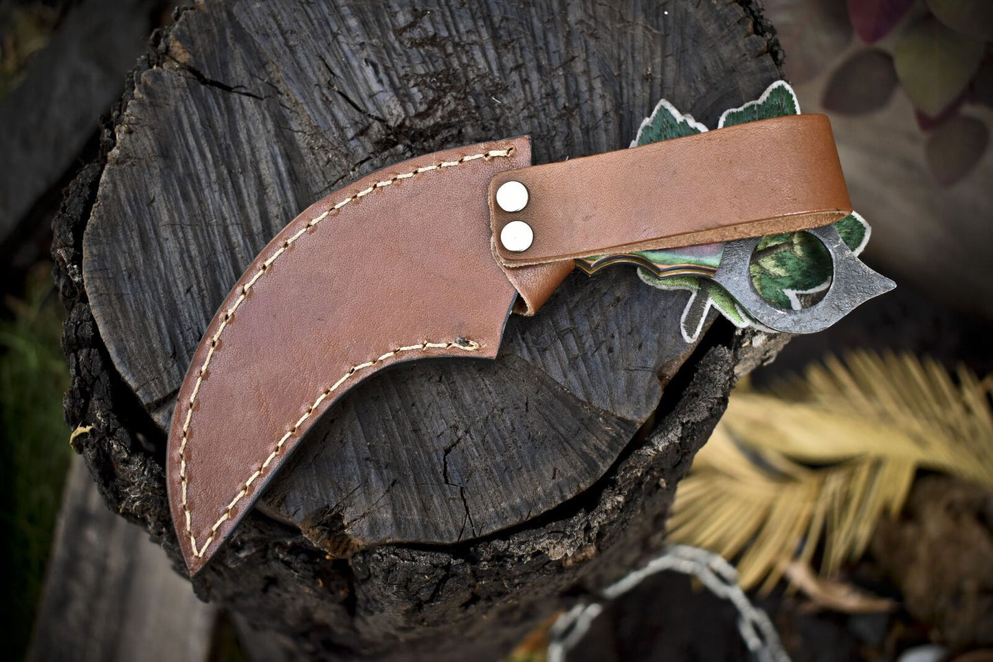 Hand Forged 8" D2 Steel Karambit Knife Fixed Blade Karambit with Hard Wood Handle