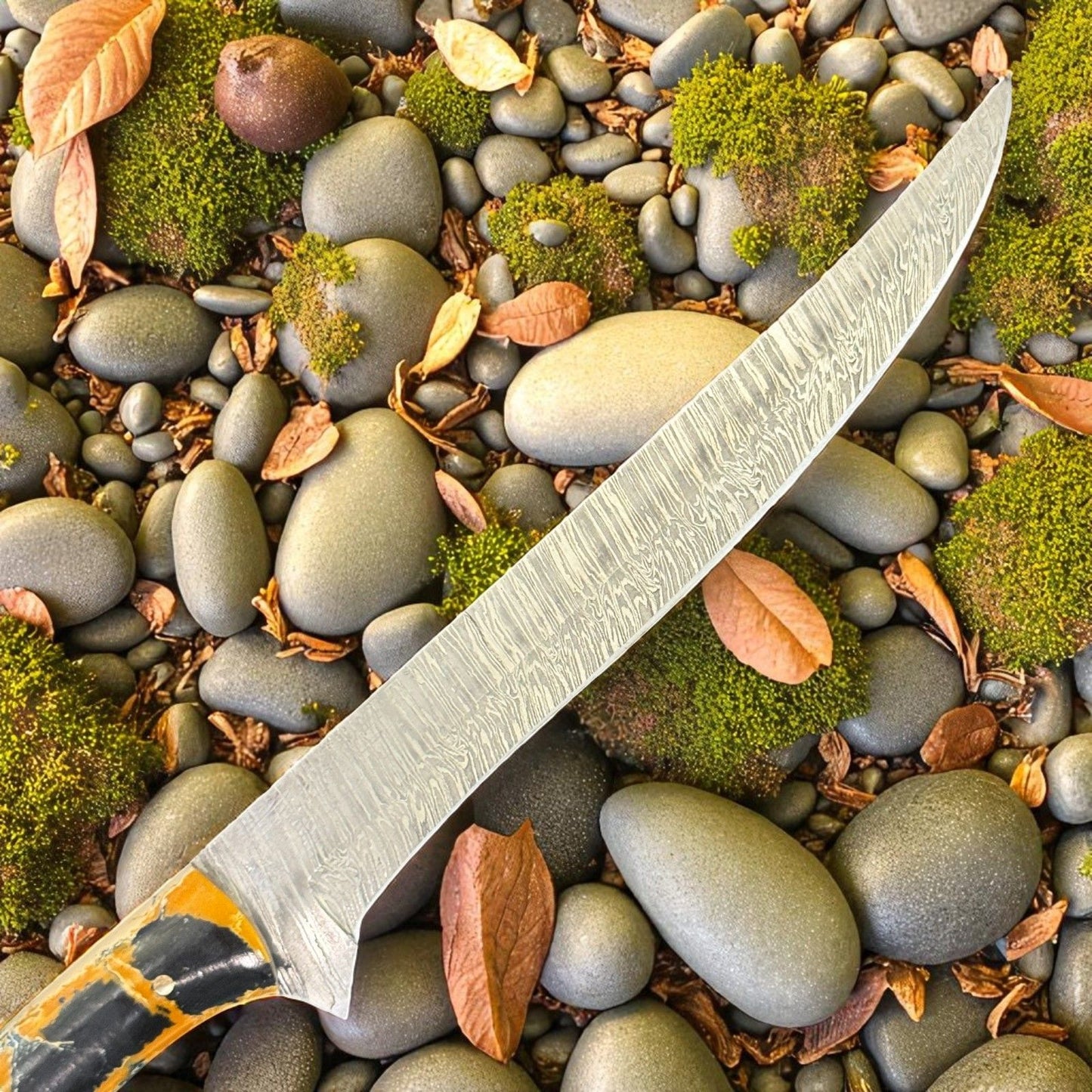 12" Hand Forged Damascus Fishing Knife & Damascus Fish Knife With Resin Handle