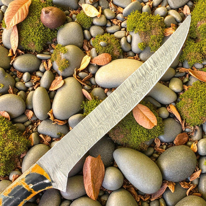 12" Hand Forged Damascus Fishing Knife & Damascus Fish Knife With Resin Handle