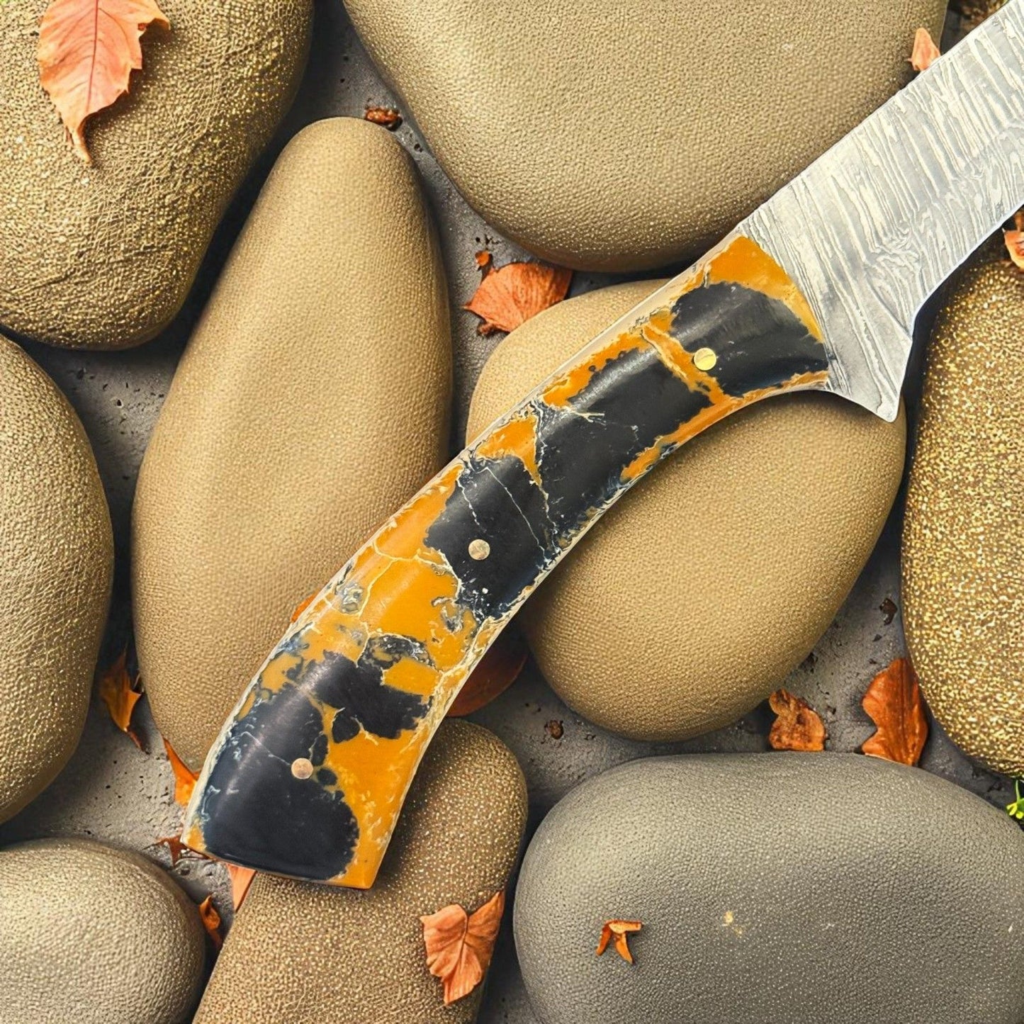 12" Hand Forged Damascus Fishing Knife & Damascus Fish Knife With Resin Handle