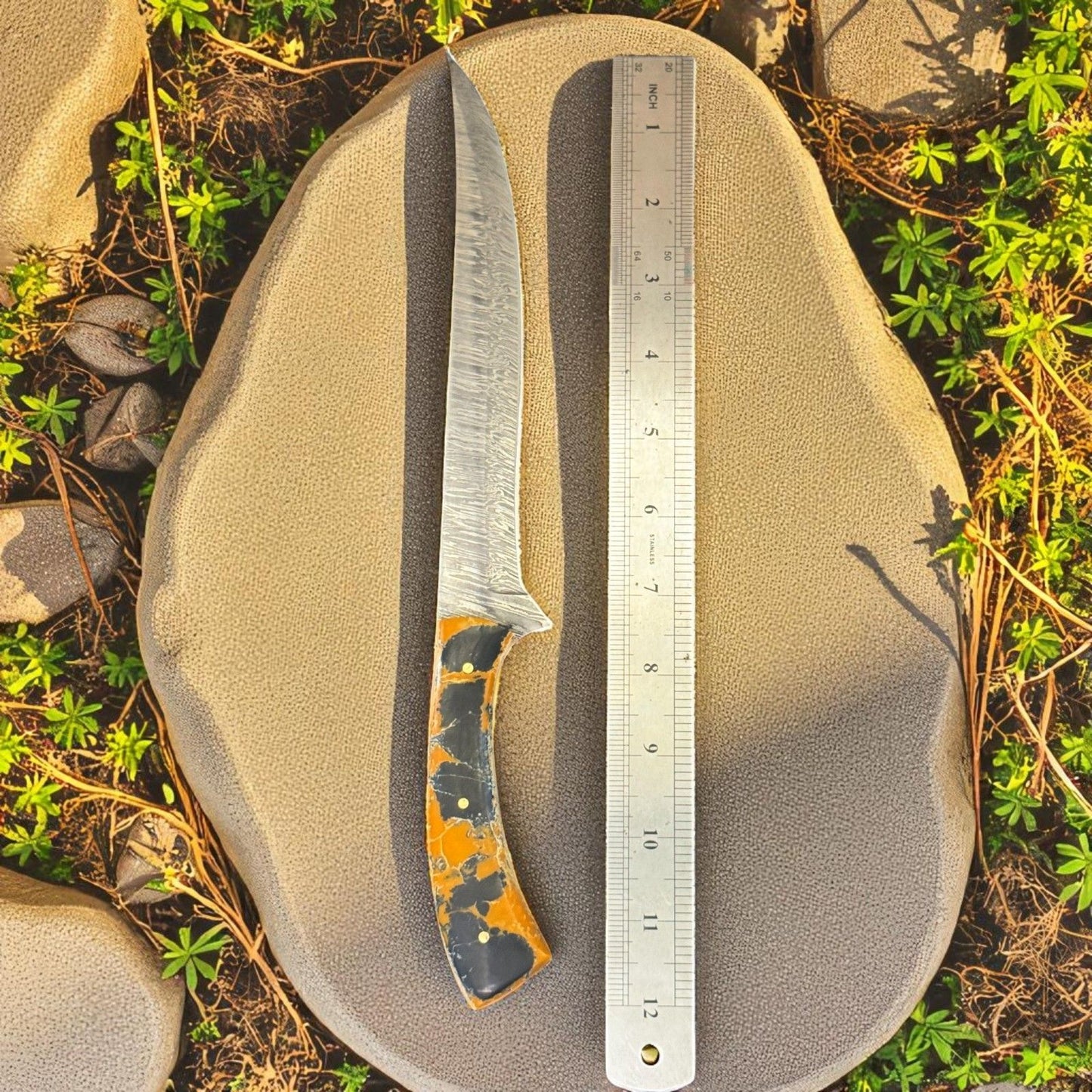 12" Hand Forged Damascus Fishing Knife & Damascus Fish Knife With Resin Handle