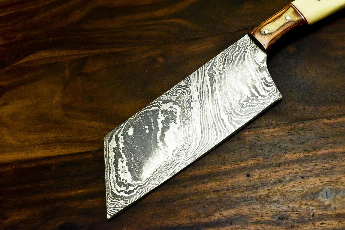 Handmade Damascus Chef Knife 10.7" Camel Bone Handle Damascus Steel Knife