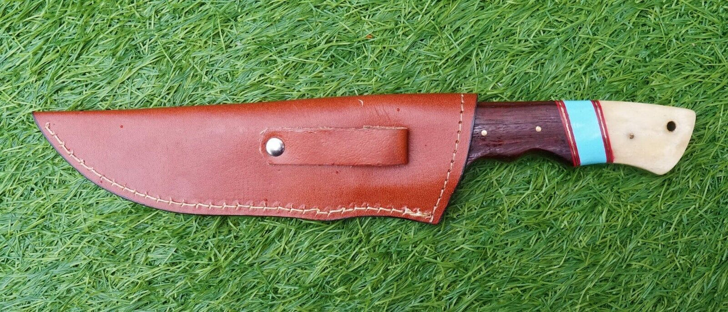 Heritage Forge Damascus Gut Hook Hunting Knife Original Stag Handle Handmade
