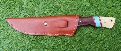 Heritage Forge Damascus Gut Hook Hunting Knife Original Stag Handle Handmade